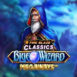 Fire Blaze Blue Wizard Megaways online game logo by Rarestone Gaming on jackcasino.eu