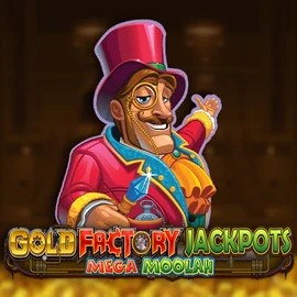 Gold Factory Jackpots Mega Moolah online game logo by Aurum Signature Studios on jackcasino.eu